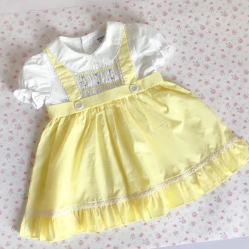 

2020 summer baby dress cotton embroidered false two design cute baby infant princess dresses