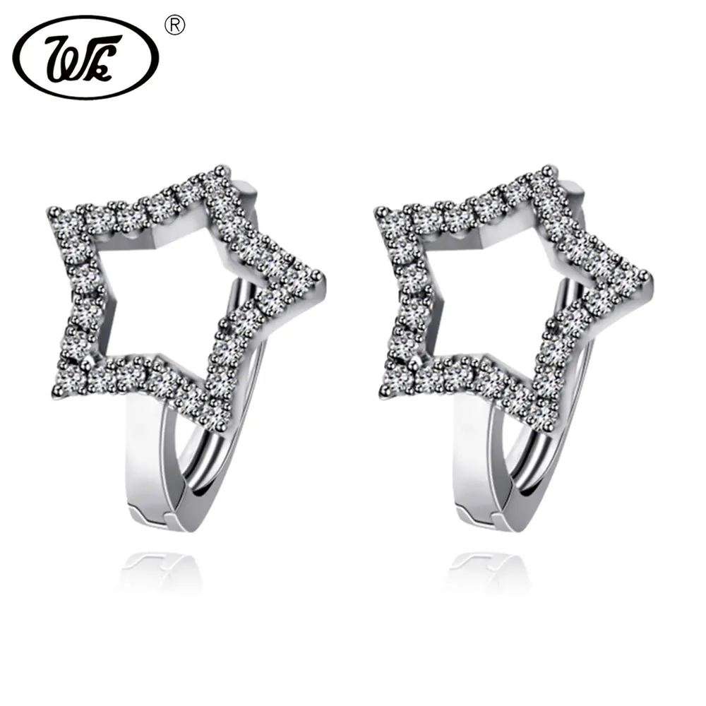 

WK NEW Arrival 2018 925 Silver Crystal Star Clip Earrings Korean Ear Cuff Clip-On Earings For Girls Women Cute Gift W9 ED022