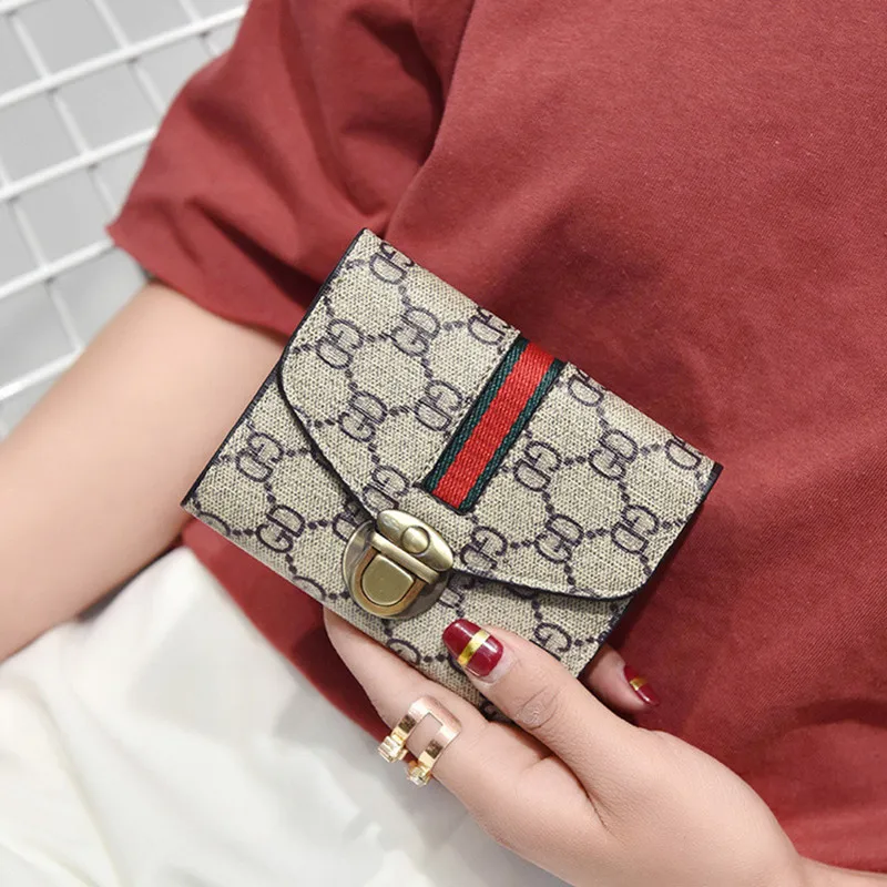 

Wallet Women PU 2019 Credit Card Holder Hasp Wallet Short Coin Purse For Cards Purse Card Short Clutch Money Wallets for female