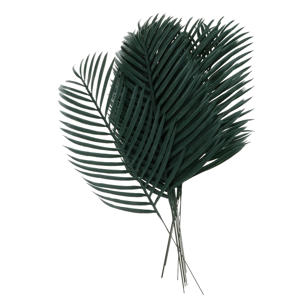 12Pieces Artificial Palm Leaf Cycas Leaves Household Office Decorative Plastic