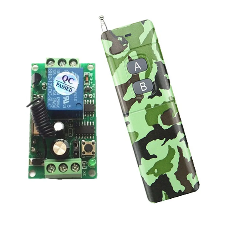 

DC12V 2CH 2262, ev1527 chip Wireless Remote Control Switch Receiver + Camouflage colors Transmitters Appliances Gate Garage Door