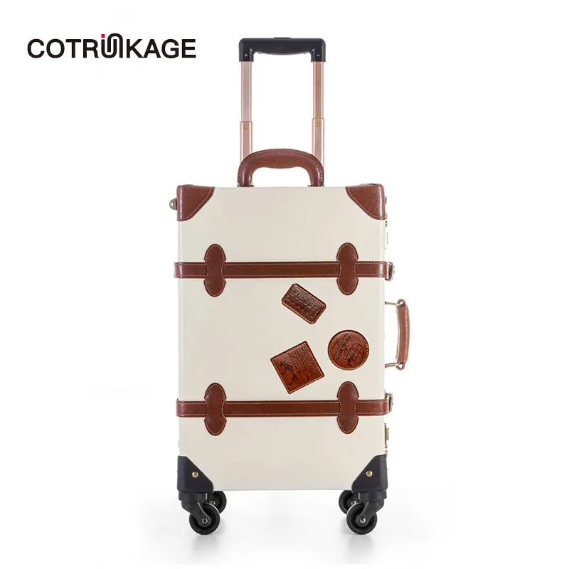 COTRUNKAGE женские 20 &quot 26&quot Слоновая кость TSA замок из искусственной кожи Винтаж Hardside