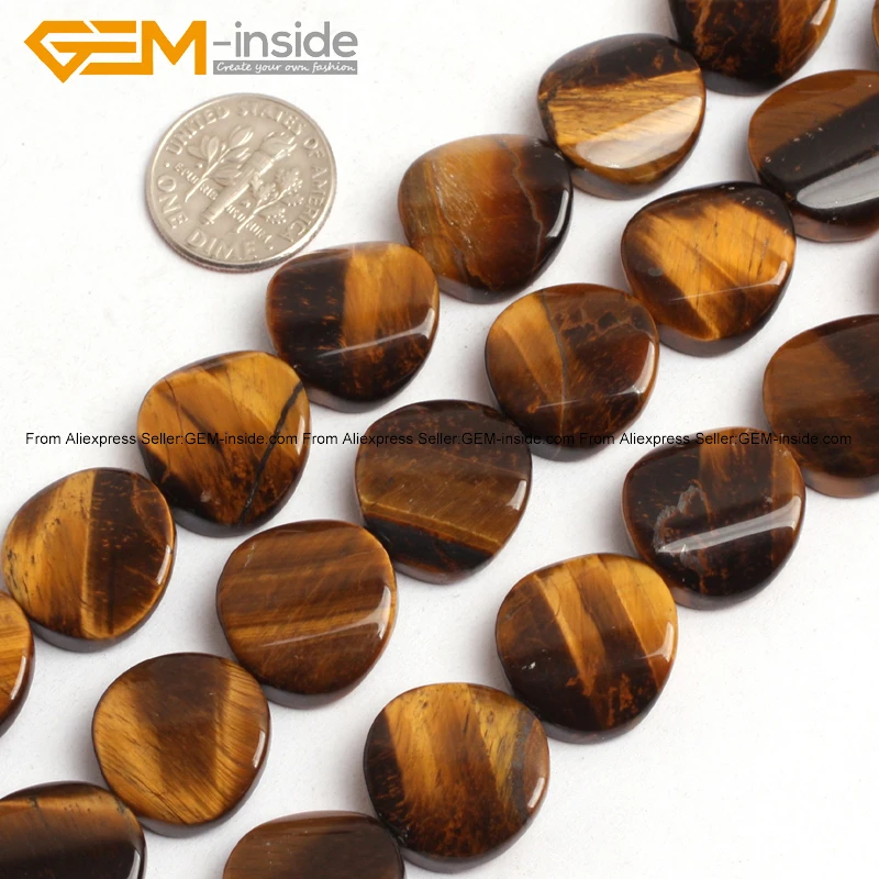 Wholesale Natural Twisted Flat Coin Stone Beads For Jewelry Making 16mm 15" DIY 