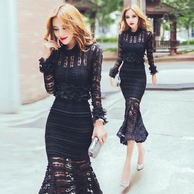 black lace top and skirt