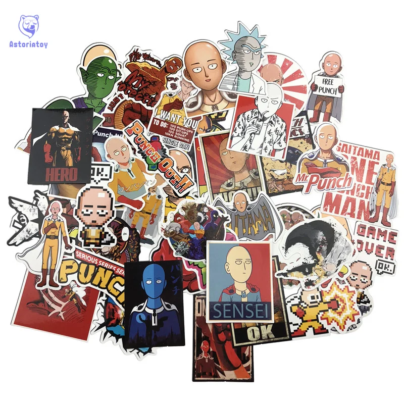 

50Pcs/1lot One-Punch Man Anime Sticker Skateboard Waterproof Trolley Case Laptop Skateboard Stickers Toys Gifts For Kids