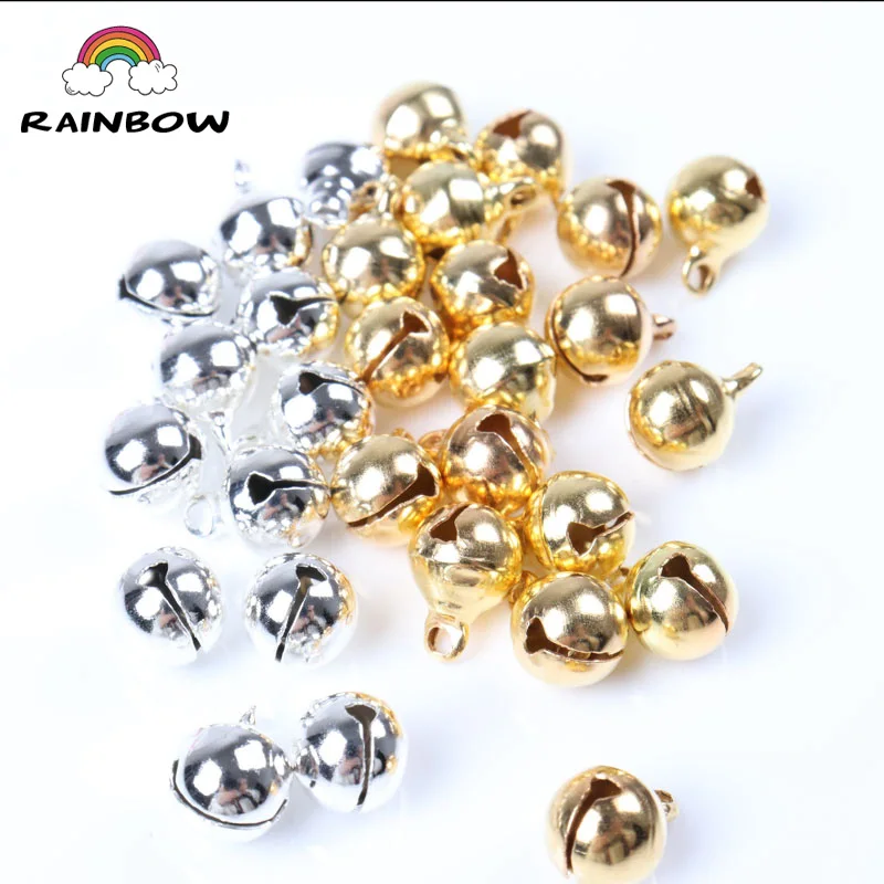 8mm 10pcs Gold Copper Round Loose Beads Jingle Bells Christmas Tree Ornamen Decoration Pendants Party Home Accessories | Украшения и