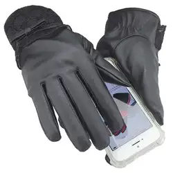 Зимние пу Флисовые женские перчатки Модные кружевные перчатки с сенсорным экраном для вождения велосипедные перчатки толстые теплые