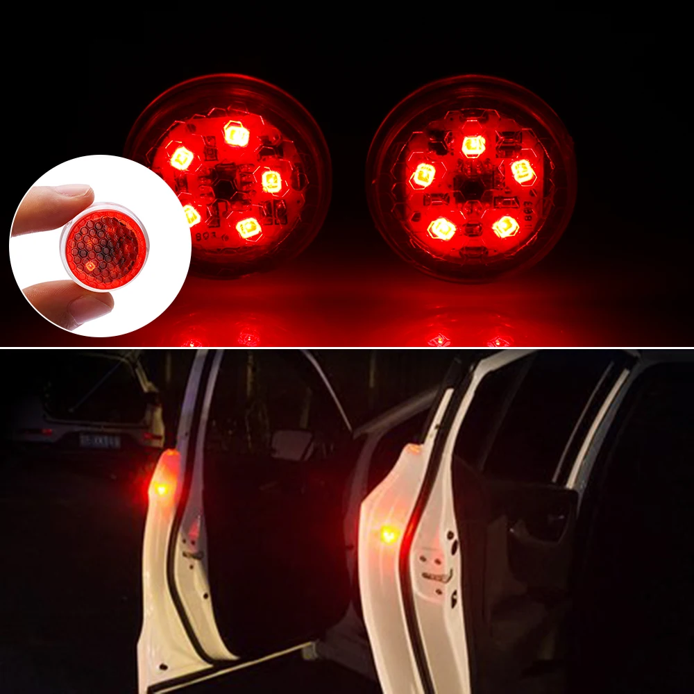 

2Pcs Universal Car Door 5 LED Opening Warning Lamp Safely Flash Light Red Kit Practical Wireless Anti-collid Signal Light