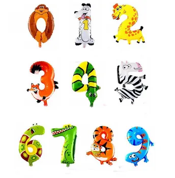 

Hot 1pcs Animal Number Foil Balloons kids Number baloon Birthday Wedding globos Baby Shower ballon Ballons party decoration