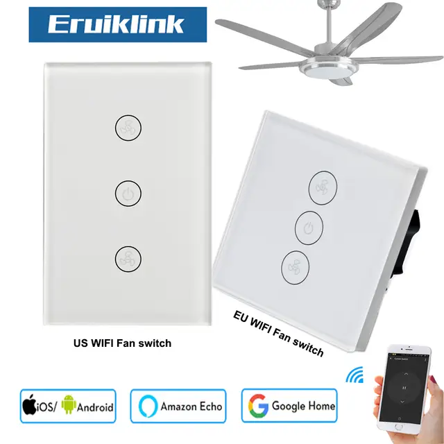 Eu Us Wifi Smart Ceiling Fan Switch Smart Home Mobile App Remote