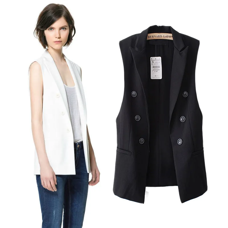 Popular Suit Vest Women-Buy Cheap Suit Vest Women Lots From China Star Same Style Double Breasted Middle Long Suit Vest Women Sleeveless Turn Down Collar Waistcoat Fashion - Popular Suit Vest Women-Buy Cheap Suit Vest Women Lots From China