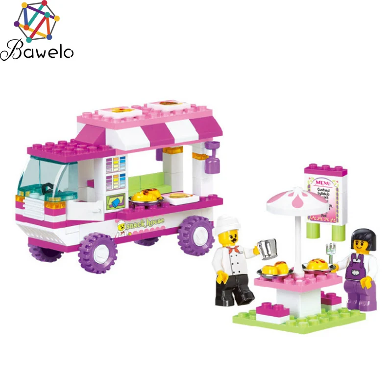

102pcs B0155 Snack Car Building Blocks DIY Particles Bricks Pink Dream Girls Friends Toys Figure Kids Toys Playmobil Brinquedos