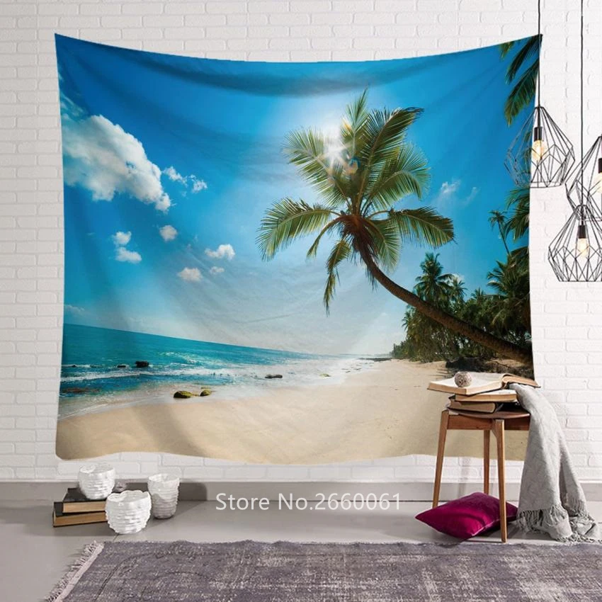 Seaside Natural Scenery Hanging Cloth Holiday Seascape Tapestry