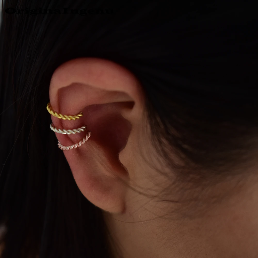 

Vintage Earrings for Women Handmade Weaving Twist Cuff No Piercing Cartilage Customizable Oorbellen Fake Piercing Earings