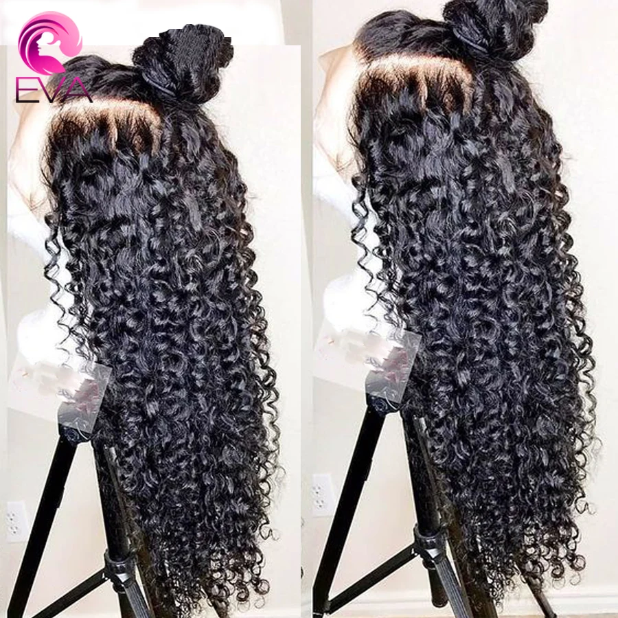 

Eva Hair 360 Lace Frontal Human Hair Wigs Kinky Curly With Baby Hair Pre Plucked Glueless Brazilian Remy Hair Wigs For Women