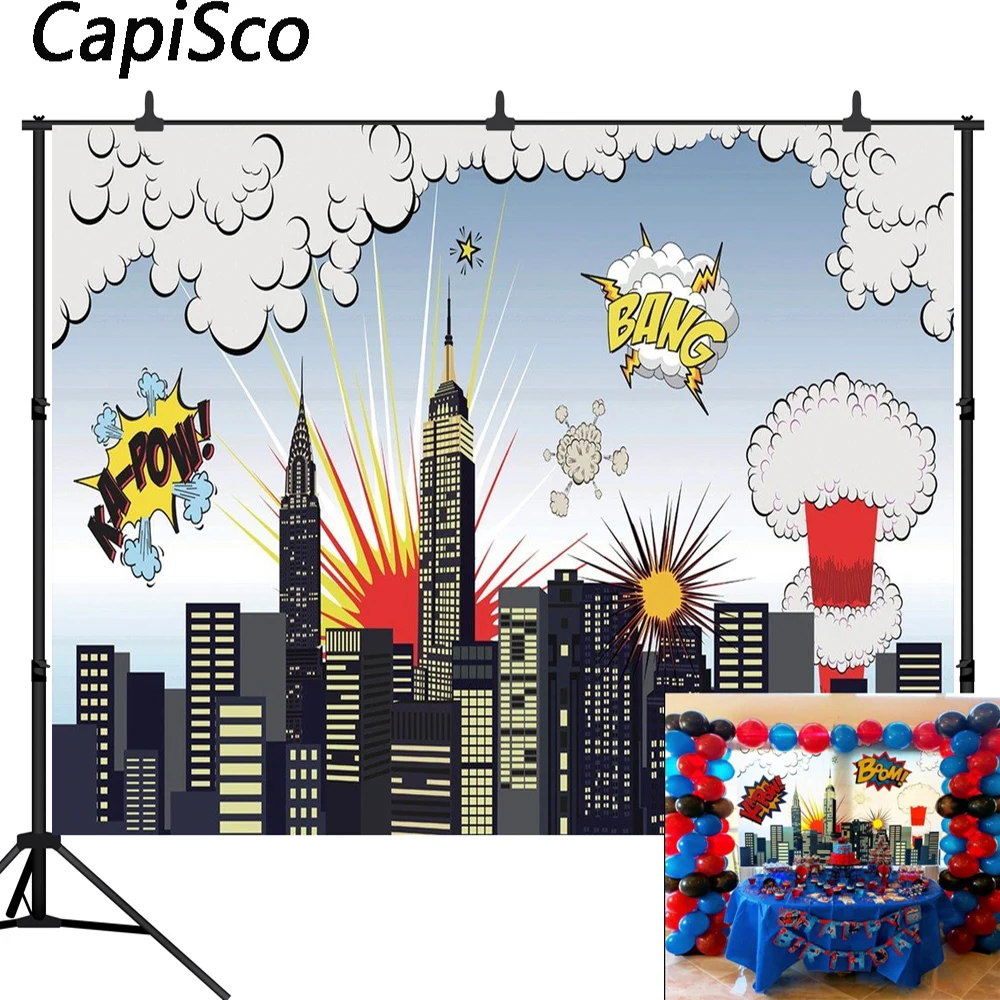 Фотофон Capisco для студийной фотосъемки с героями мультфильма Город супергероев