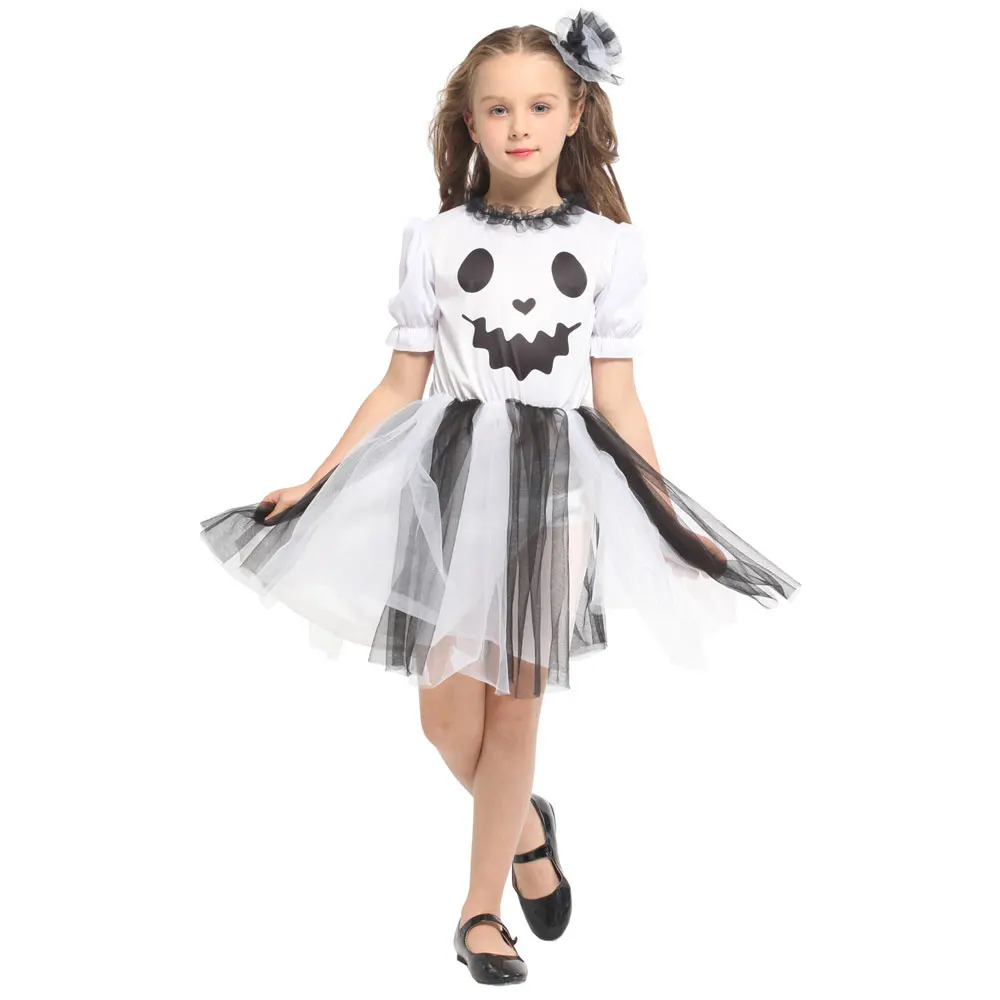 

Kids Child Girls Lovely White Spooky Ghost Princess Costume Halloween Purim Carnival Party Mardi Gras Fancy Dress