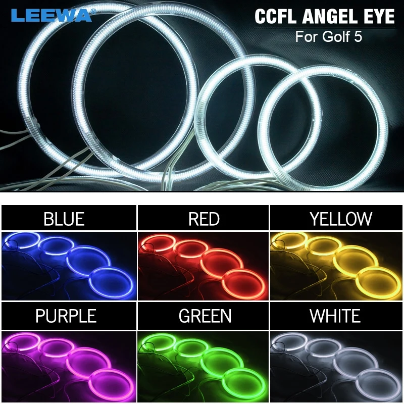 LEEWA 2X94MM 2X126MM Car DRL CCFL Angel Eyes Light Halo Rings Kits For Volkswagen Golf 5 Styling Headlight White #4850 | Автомобили и