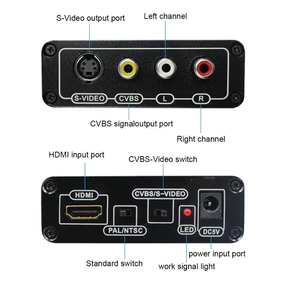  Wiistar HDMI to AV 3RCA Video Audio Converter HDMI to CVBS Composite S-video Adapter Support PAL/NT