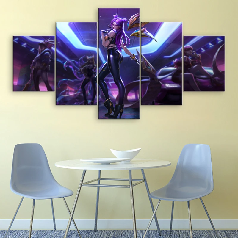 Modern-Canvas-Painting-5-Pieces-League-of-Legends-KDA-KaiSa-Canvas-Printed-Wall-Art-Poster-Home