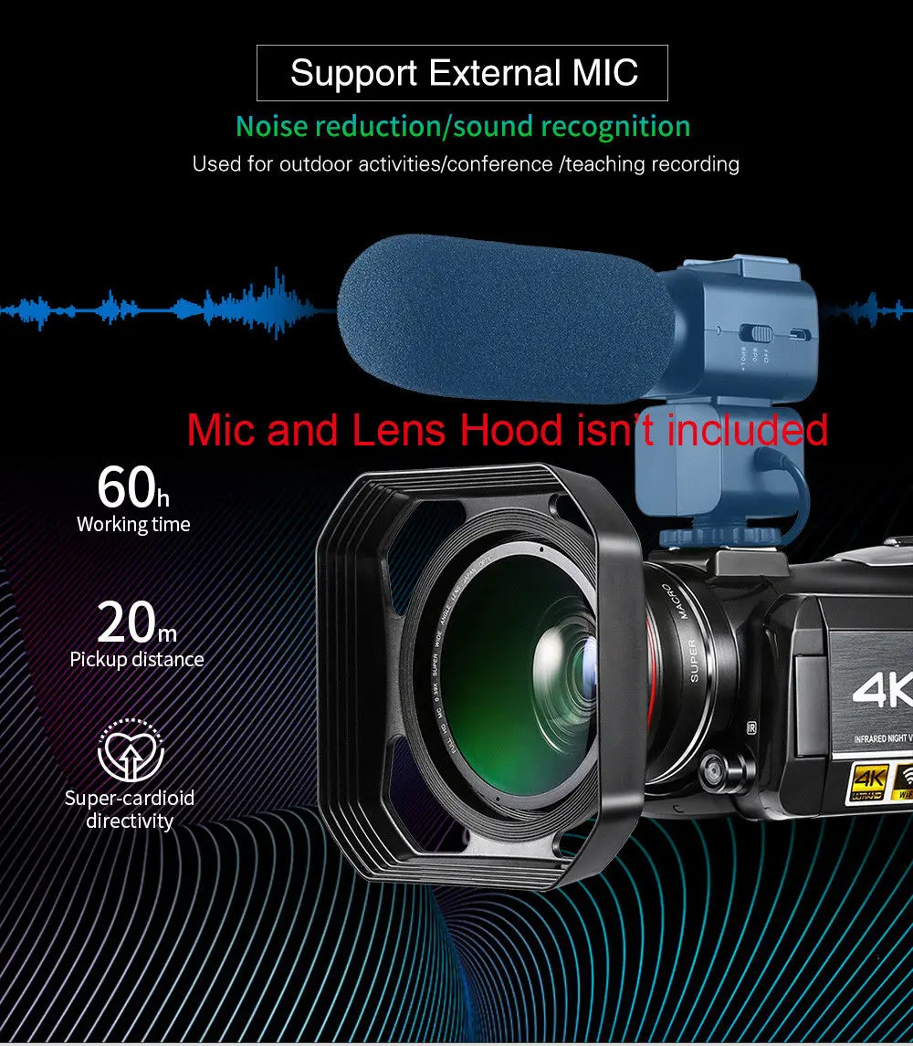 ORDRO обновлен AC3 4 K типа «Горячий башмак» WI-FI цифровой Камера HDMI 24MP инфракрасный Ночное видение видео запись видеокамеры 3 \