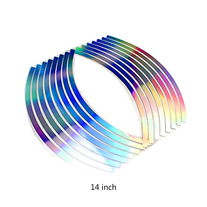 16 шт. прочный высокое качество Портативный обод колеса(ПВХ) 10/12/14/18 дюймов модная лента для мотоцикла автомобиля светоотражающая полоска#291446 - Цвет: 14 inch