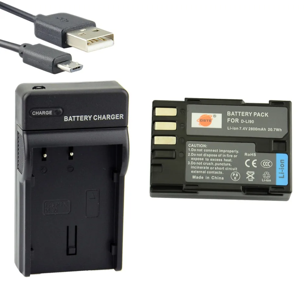 

DSTE D-LI90 Li-ion Battery with USB Port Charger for Pentax K-7 K-7D K-5 K-52 645D K5IIS K5II K01 K3 Camera