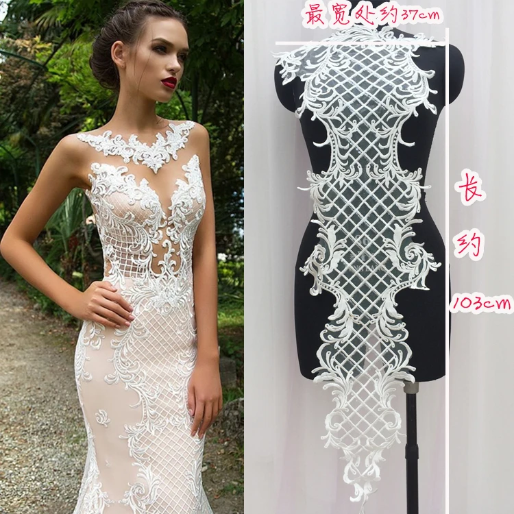 

High Quality Rayon Soft Net Bottom Sequin Lace Patch Flower Back Paste Bridal Wedding Dress Applique Clothing Accessories