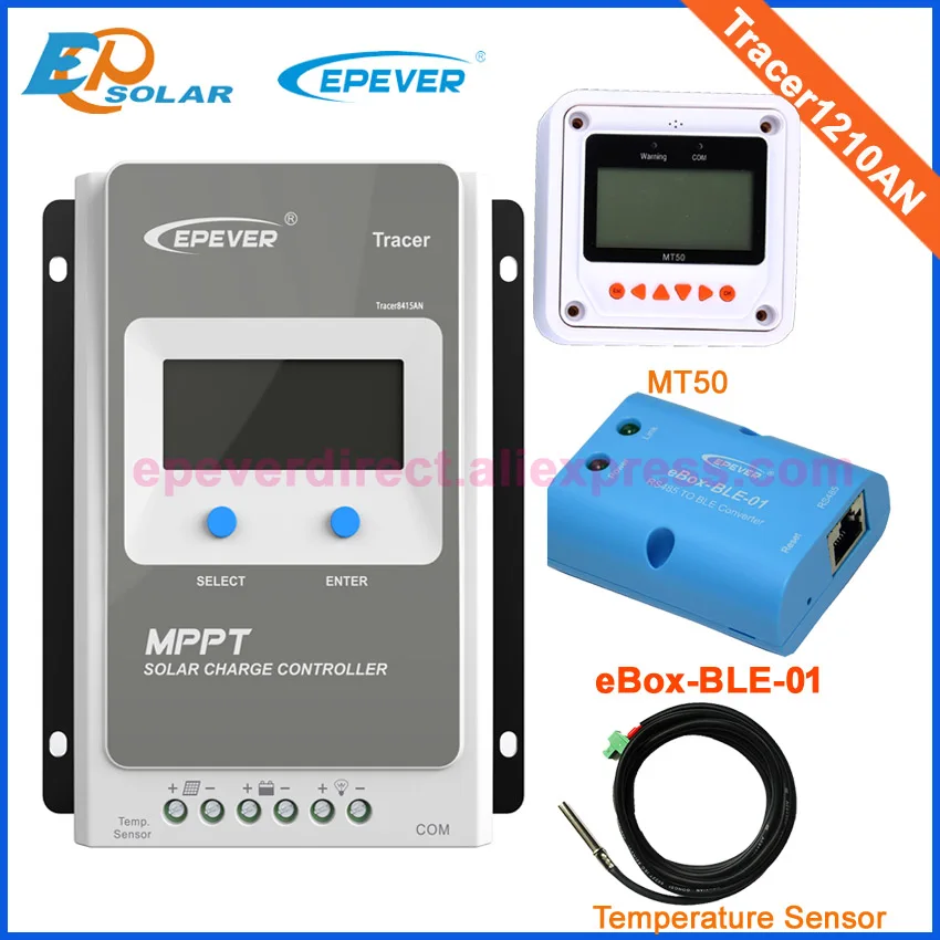 

24V controller LCD display Free shipping ble box and temp sensor Tracer1210AN 10A 10amps MT50 Meter solar controller 12V