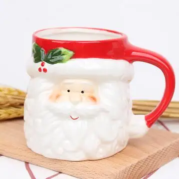 Милая Рождественская чашка с рисунком Санта-Клауса, кружка, новогодний подарок для ребенка, кофейная керамическая ложка, чашки, питьевые принадлежности, домашний декор - Цвет: C
