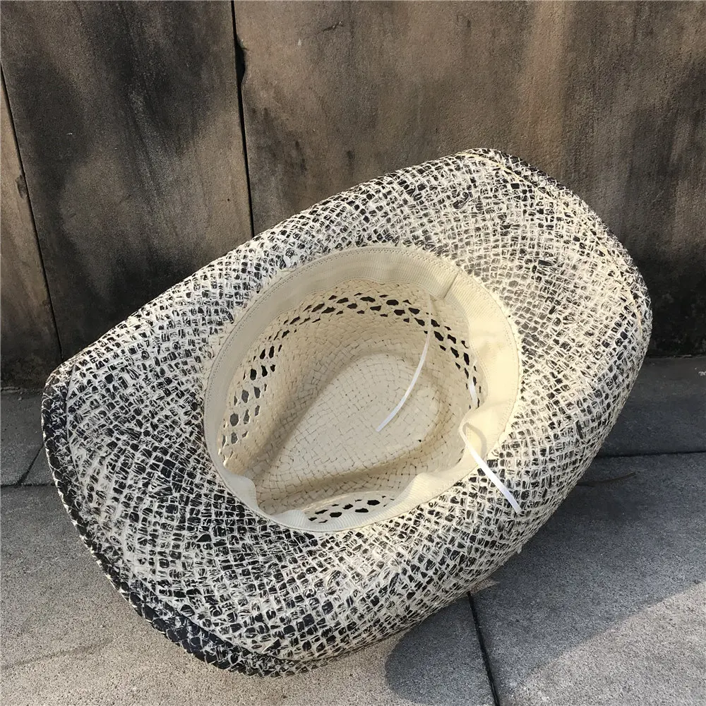 Женская соломенная шляпа Sombrero Hombre ковбойская в ковбойском стиле с отверстиями
