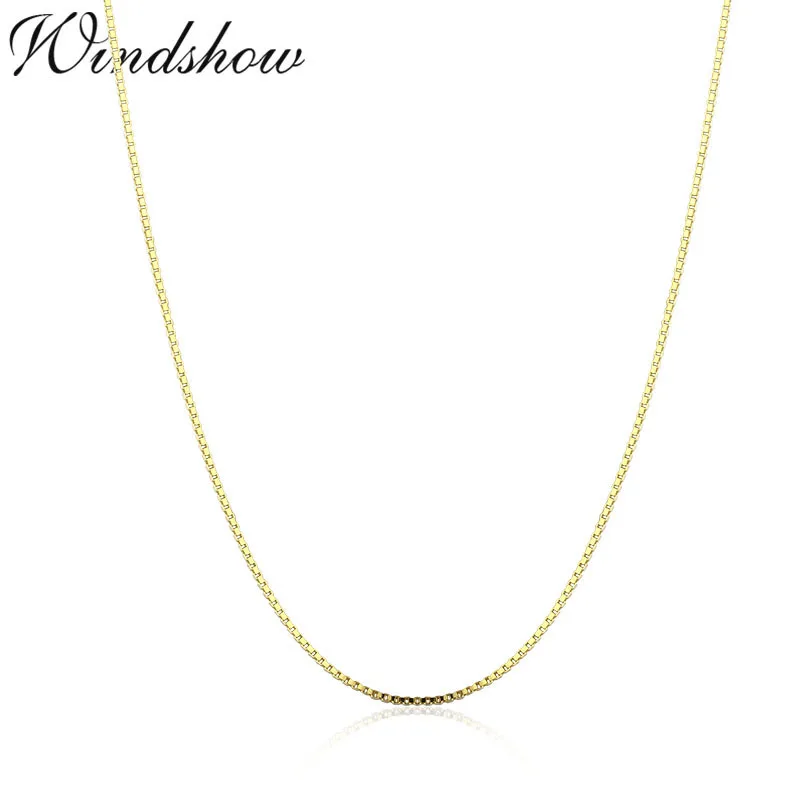 35cm-80cm Tiny Real 925 Sterling Silver with Gold Color Slim Box Chain Necklace Womens Kids Girls Mens Jewelry kolye collares - Image 6