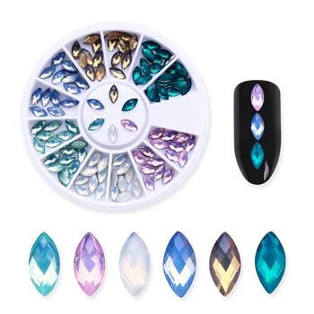 

Marquise Opal Nail Rhinestone Multi-color Flat Bottom Shining 3D Nail Art Decoration in Wheel Nail Art DIY Design