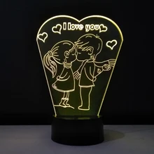 День Святого Валентина влюбленных 3D лампа светодиодный Сказочный свет 7 цветов Изменение Veilleuse Enfant глициседная пластина прикроватные лампы Ночник