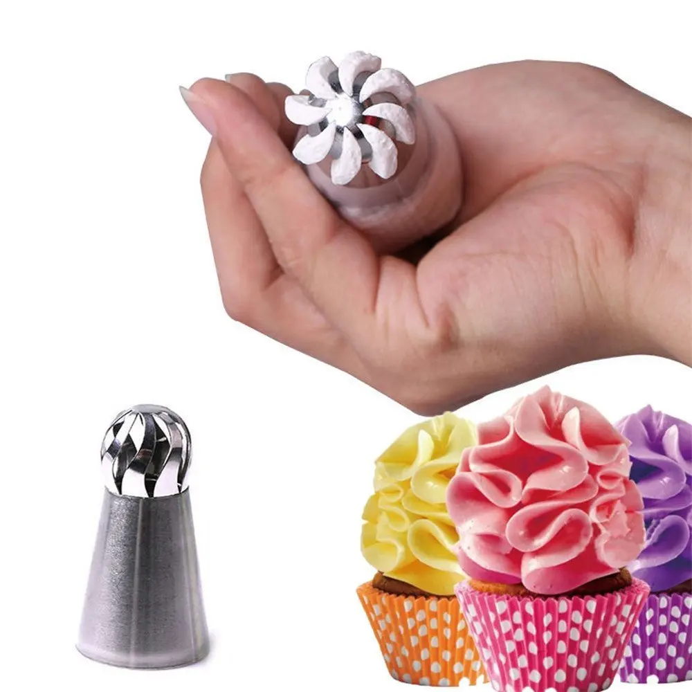 3 Piece Sphere Ball Shape Russian Icing Nozzles Tips Cupcake Decor Kitchen Baking Tool Plus Free Coupler Cake Decorating Tools