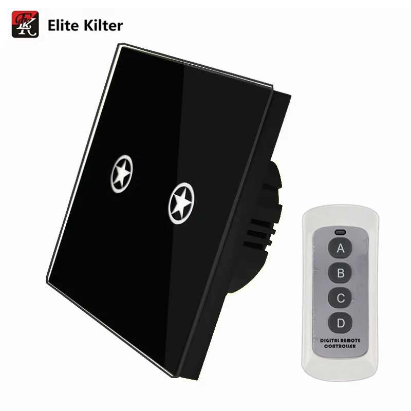 

Elite Kilter Wall Touch Switch Remote Control Light Panel EU Type Wireless Sensor On/Off 2 Gang RF433 240V Smart Controller
