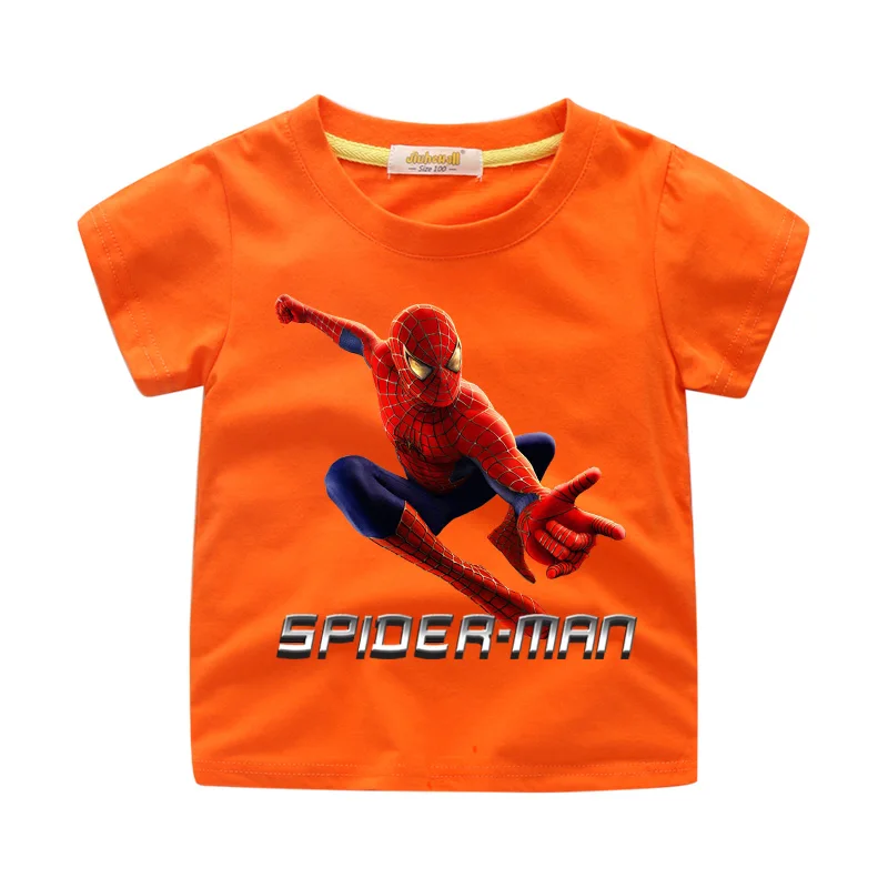 Boys Cartoon Spiderman T-shirt Costume Baby Summer Tee Top 100%Cotton Clothes Children Girls Casual Short Sleeve Tshirts WJ204 (6)