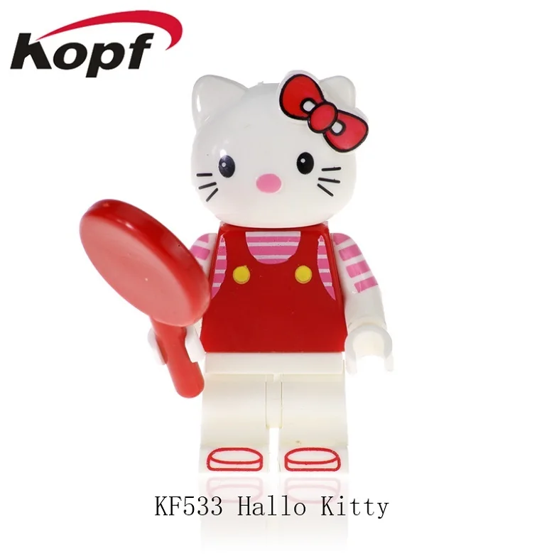 20 шт. KF533 здания Конструкторы мультфильм Цифры hello kitty Doraemon Микки Дейзи утка Коллекция деталек действие игрушечные лошадки для детей