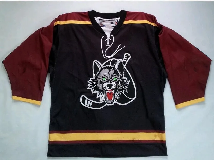 

Rare Vintage Chicago Wolves Hockey Jersey Embroidery Stitched Customize any number and name Jerseys