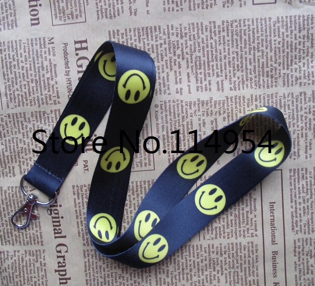 

Free shipping 10 Pcs /Wholesale lots Smile Face Necklace Strap Lanyards Cell Phone PDA Key ID Strap Charms L-22