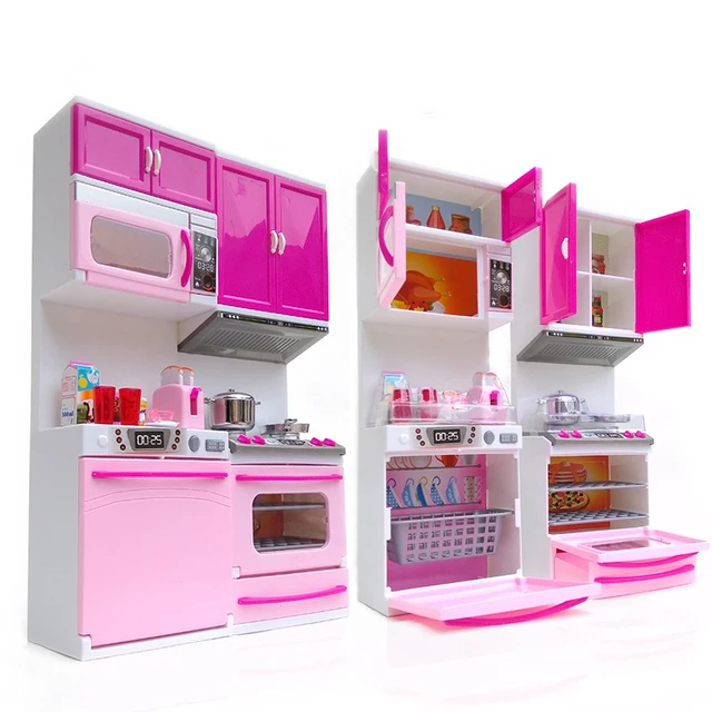 Kids Kitchen Toy For Children Toys Plastic Educational Pretend Kids Kitchen Toy For Children Toys Plastic Educational Pretend Led Light Sound Stove Oven Cute Pink Cocina Juguete