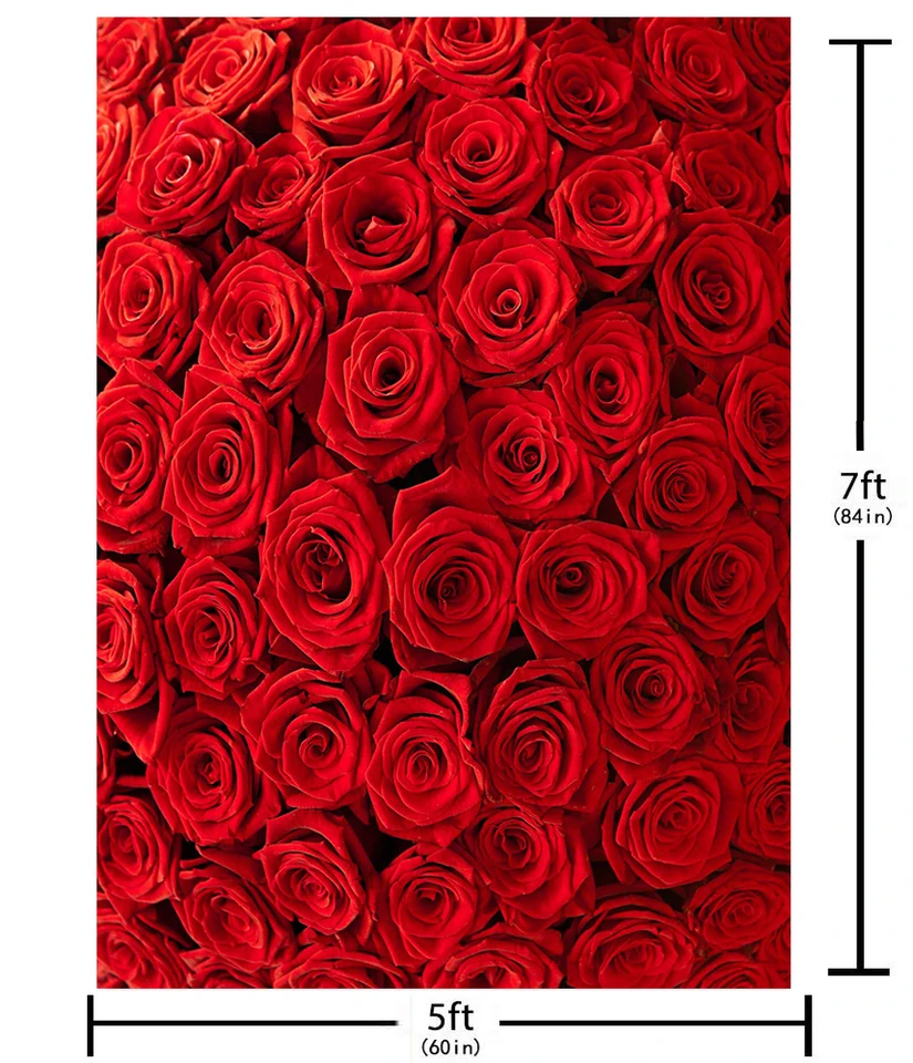 GoEoo 5X7ft Rose Floral Wall Newborns Portraits Photography Backdrop Art Fabric Studio Red Rose Flowers Wall Photo Backdrop