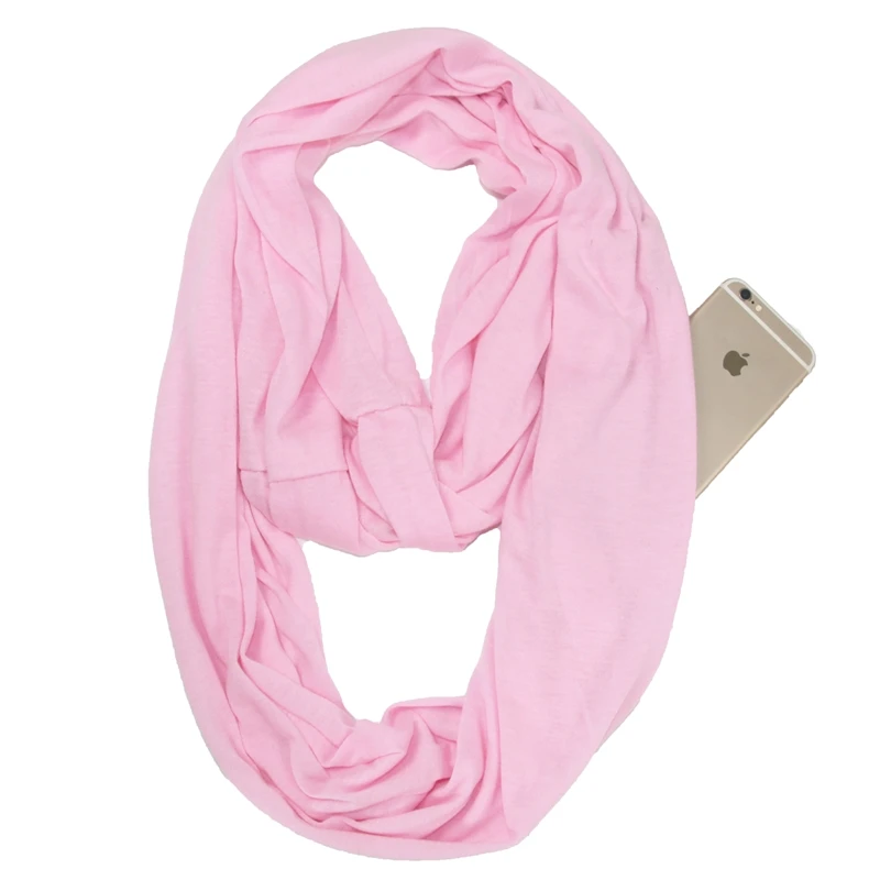 Женский потайной карман с молнией бесконечное кольцо шарф в богемном стиле с принтом шарф модное кольцо зимний женский шарф - Цвет: C318