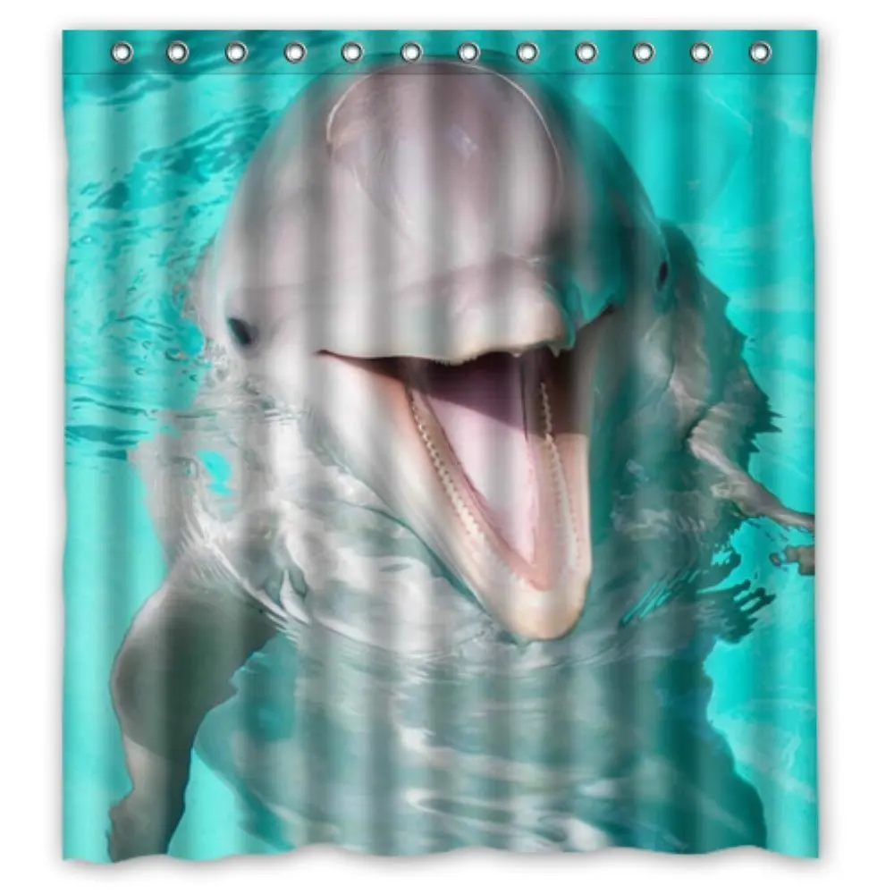 Bathroom Shower Curtains Dolphin Head 180x180cm Eco friendly Waterproof