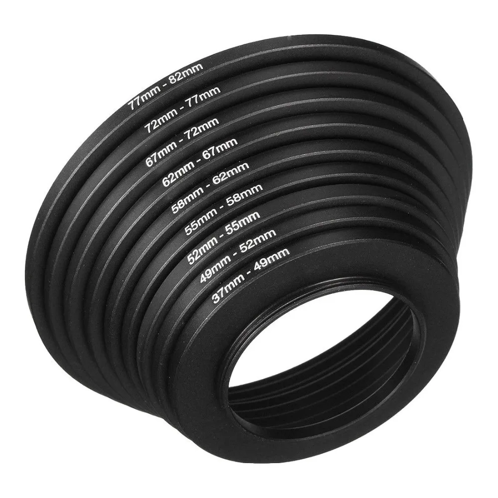 

Hot Sale 37-82mm Lens Step Up Down Ring Filter Adapter Set 37 49 52 55 58 62 67 72 77 82 mm