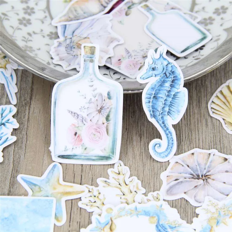 

29 Pcs Hand-painted marine life Papers Toys Stickers Flakes For Diary car Decoration Diy Scrapbooking Children Sticker