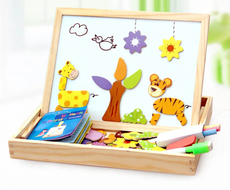Деревянные магнитные игрушки, детские 3D головоломки, игрушки для детей, Обучающие животные, деревянная доска, детские игрушки для рисования