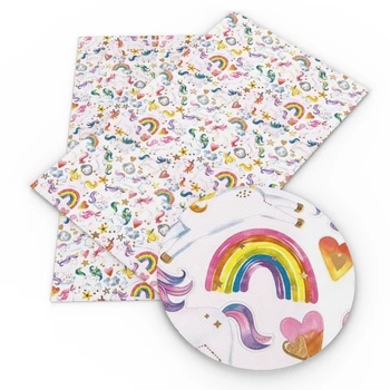 

David accessories 20*34cm Cactus Rainbow Printed Faux Leather Fabric DIY Hairbow Bag Shoes Synthetic Leather,1Yc7097
