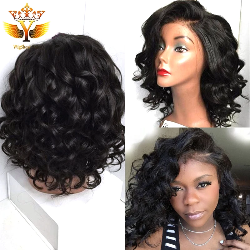 Short Full Lace Human Hair Wigs for Black Women Short Bob ...