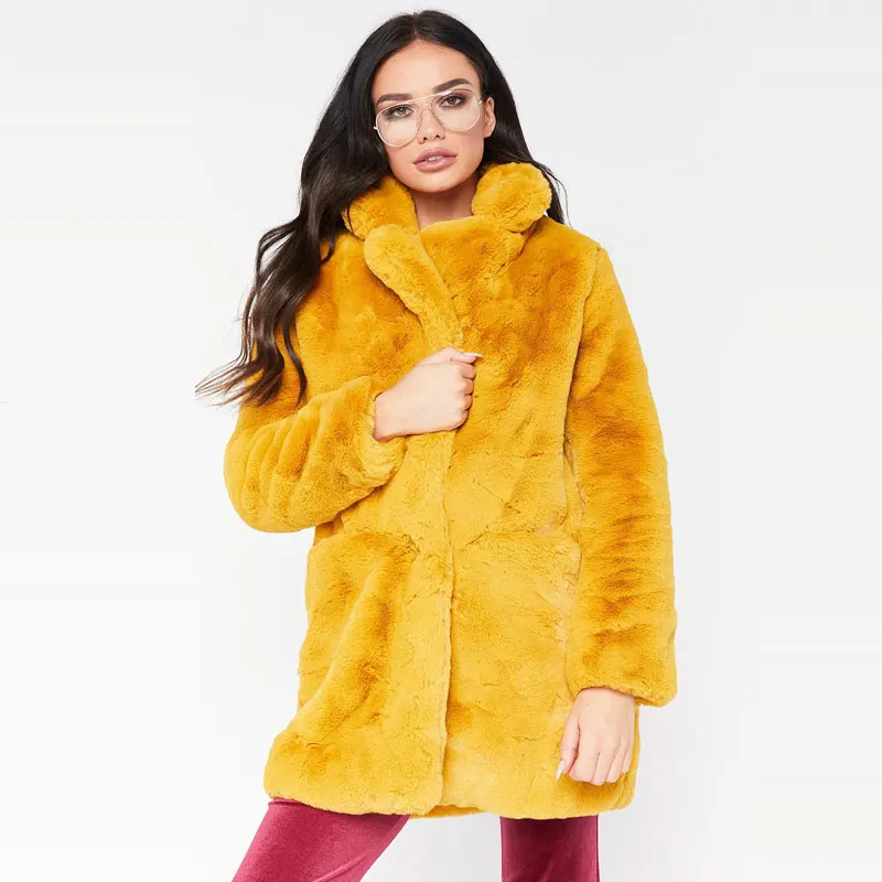 

long faux fur coat women Thicken Winter fake fur streetwear black coat female Fashion Cardigan outerwear casaco feminino Z5437